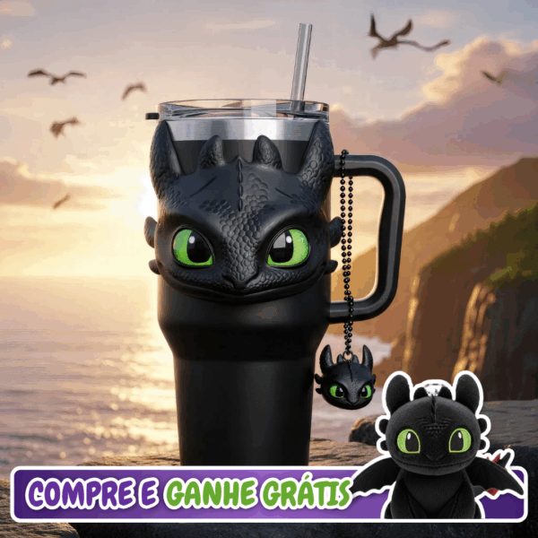 Copo Térmico Banguela 1,15L com pingente – Edição especial Como Treinar o Seu Dragão